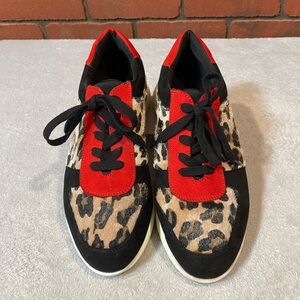 Aldo Animal Size 11 Faux‎ Ederrawia Women's Red/Black Lace-Up Sneakers